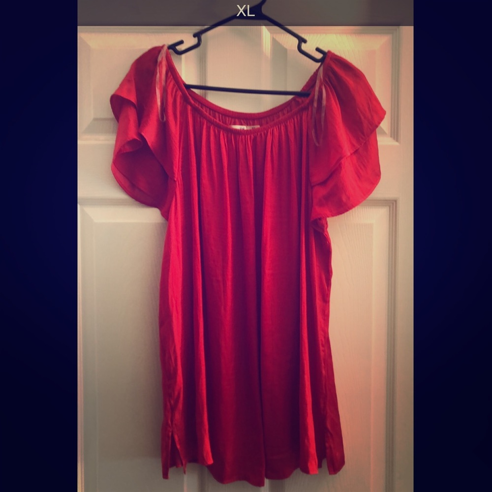Red off the shoulder top
